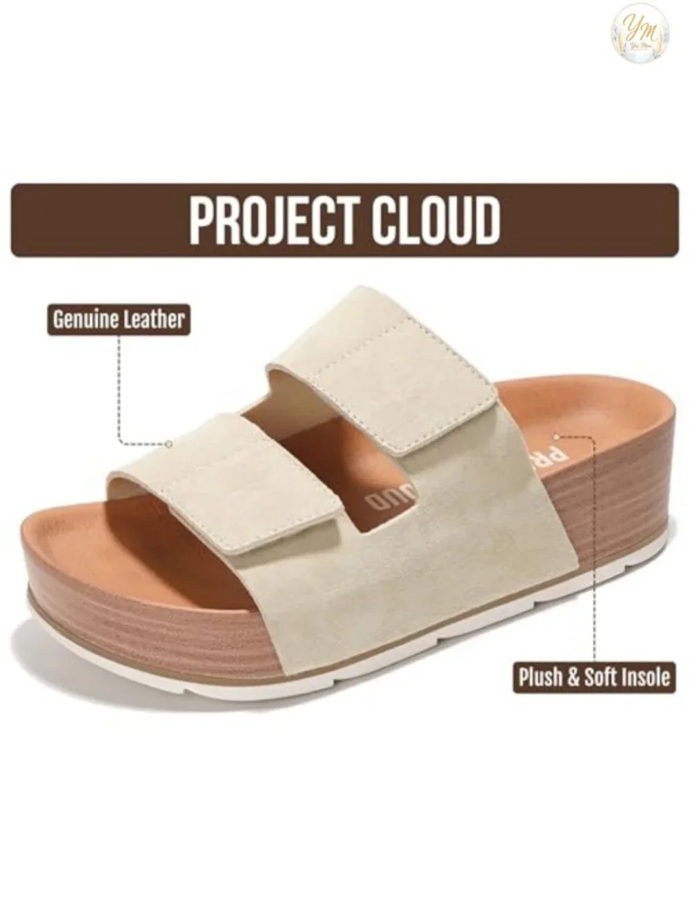 Genuine Leather Platform Sandals Women Summer Wedges Non-Slip Water-Resistant